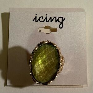 Icing Green Faceted Ring, Size 9